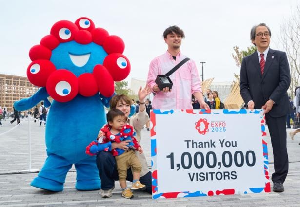 「GWはぜひ万博へ」大阪・関西万博の総来場者数が100万人を突破！記念セレモニーにミャクミャクも登場